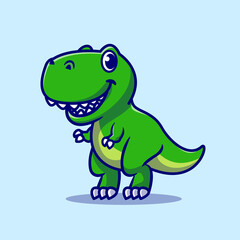 Cute Baby Dino Cartoon Vector Icon Illustration. Animal Wildlife Icon Concept Isolated Premium Vector. Flat Cartoon Style