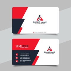 Red modern creative business card and name card  horizontal simple clean template vector design