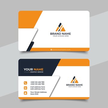 Yellow modern creative business card and name card  horizontal simple clean template vector design
