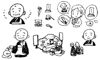お坊さんの手書きイラスト