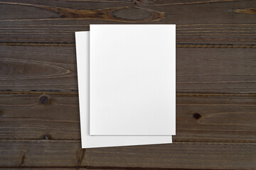 A2 Greeting Card Mockup on Rustic Wood with Clipping Path