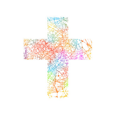 Multicolored religious cross. Happy easter. Vector illustration
