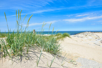 beautiful beach and the Baltic Sea, dunes in Poland