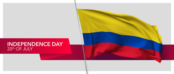 Colombia independence day vector banner, greeting card.