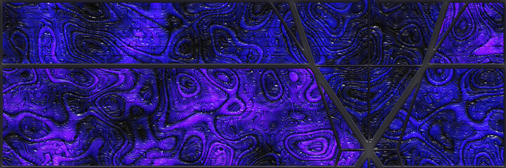 Stained glass- room interior. 3d illustration