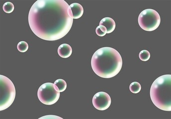 Soap bubble illustration seamless pattern 