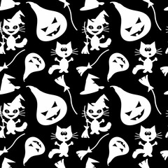 Halloween party orange black vector seamless pattern