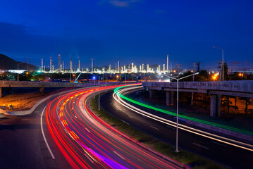 Oil​ refinery​ and​ plant and tower column of Petrochemistry industry in oil​ and​ gas​ ​industrial