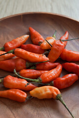 peppers on wooden background