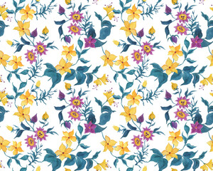 Beautiful seamless floral pattern painting with watercolor - 512285691