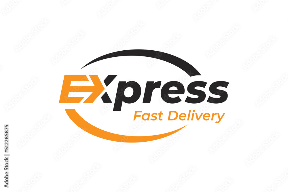 Poster fast express delivery logotype design with arrow symbol for modern transport logistic simple text lo
