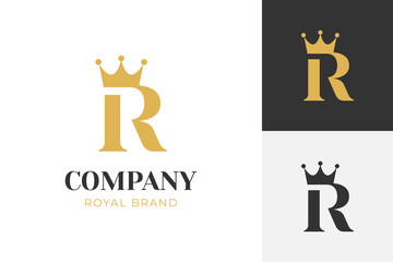 simple elegant luxury letter I R crown logo, modern simple initial IR king royal brand logo icon symbol vector element
