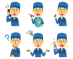 作業員の男性のセット