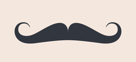 Black mustaches. Silhouette black vintage moustache isolated on white background. Symbol of Fathers day, sign for Barber Shop. Retro curly hipster moustaches, old fashion style. Vector illustration