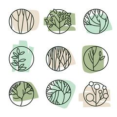 forest, garden, park, plant logo vector icon set