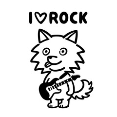 Wolf playing guitar illustration - Vector