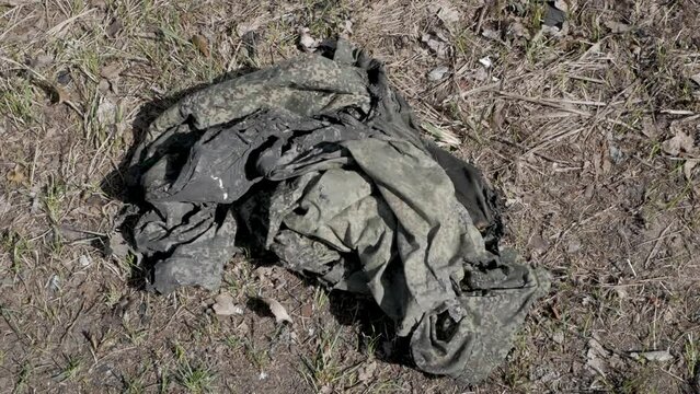 Abandoned military uniform of the Russian military