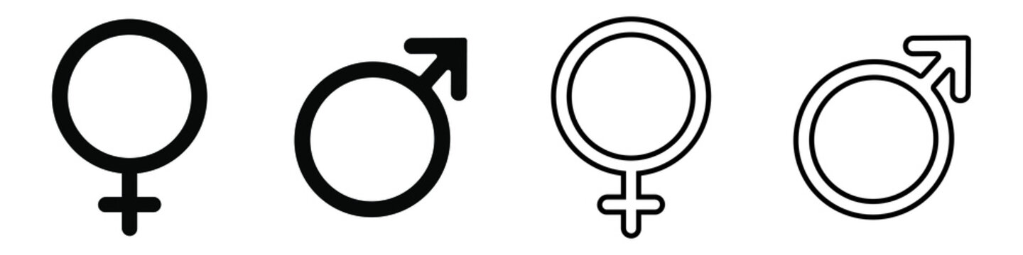 Female and male gender icon vector set. unisex illustration sign collection. Man and woman symbol.