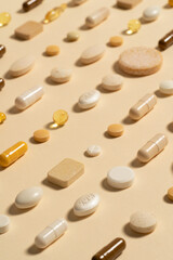 A close up image of medication pills arranged