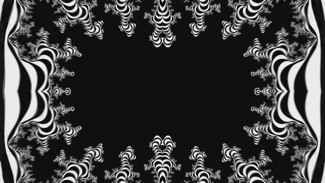 Psychedelic, black and white symmetrical spot movement in abstract background animation and new unique art style quality, joyful and cool dynamic video for VJ.