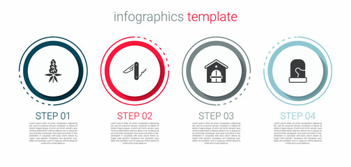 Set Lupine flower, Swiss army knife, Farm house and Christmas mittens. Business infographic template. Vector