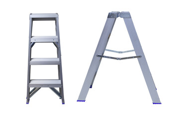 Unfolded staircase, A-shaped, isolated on white background.