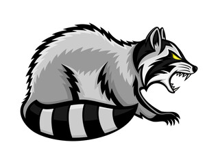 Animal raccoon icon isolated on white background.
