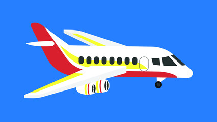 Passenger plane with red and yellow stripes