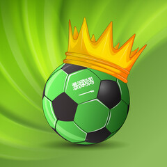 Ball with a crown. Soker king. Winner. Saudi Arabia