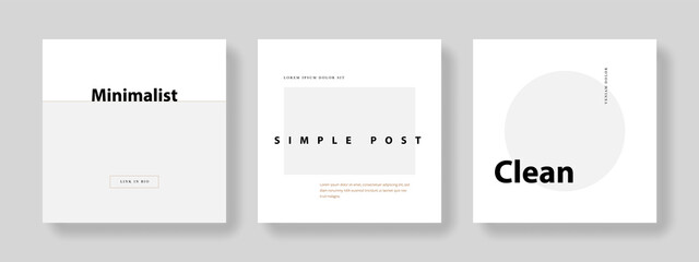 Clean and elegant social media templates pack with minimal background elements. Instagram posts for business with place for photos