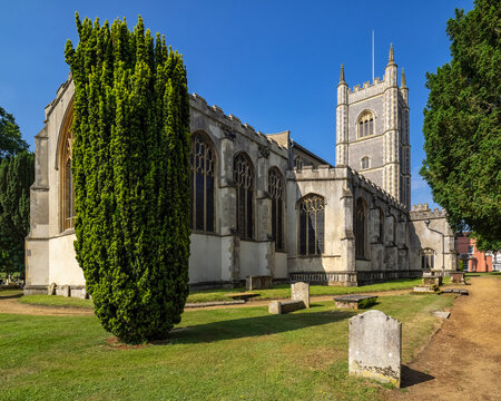 DEDHAM ESSEX, UK - JUNE 13, 2018: 
 Exterior view of St. Mary's Parish Church