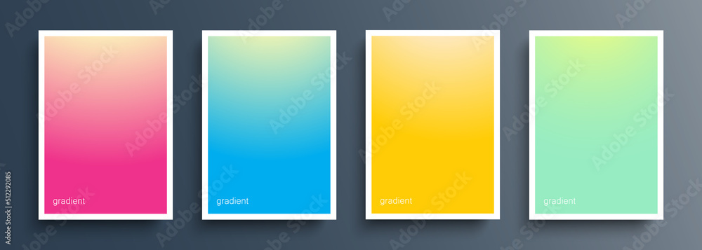 Poster set of color backgrounds with light soft color gradient for your creative graphic design. vector ill