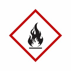 Standard Pictogram of Flammable Symbol, GHS hazard pictogram - FLAMMABLE , hazard warning sign flammable, Flammable, inflammable substances icon. Vector - obrazy, fototapety, plakaty