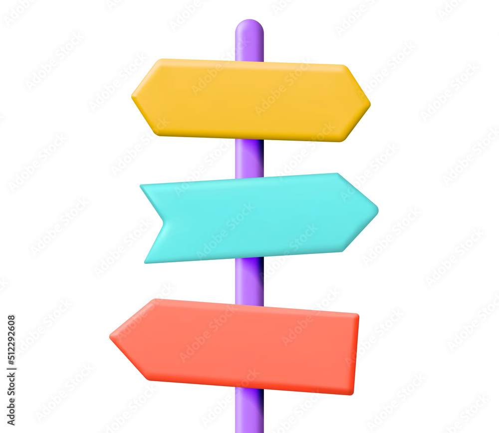 Poster 3d empty signpost with directions isolated