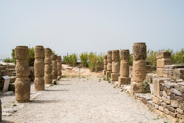 Oude Romeinse ruïnes van Baelo Claudia op de stranden van Bolonia, Cadiz, Spanje.