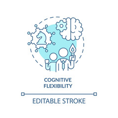 Cognitive flexibility turquoise concept icon. Leader flexibility type abstract idea thin line illustration. Isolated outline drawing. Editable stroke. Arial, Myriad Pro-Bold fonts used