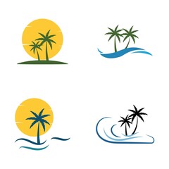Palm tree summer illustration logo template vector design