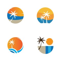 Palm tree summer illustration logo template vector design