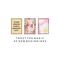 Trust the magic of new beginnings typographic slogan with flower for t-shirt prints, posters, Mug design and other uses. - obrazy, fototapety, plakaty