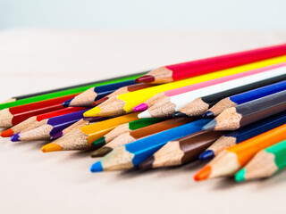 Set of colored pencils for school