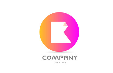 pink yellow K geometric alphabet letter logo icon design with folded corner. Template design for company or business