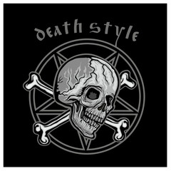 Gothic sign with skull, grunge vintage design t shirts
