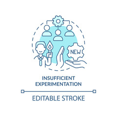 Insufficient experimentation turquoise concept icon. Adaptability enemy in HR abstract idea thin line illustration. Isolated outline drawing. Editable stroke. Arial, Myriad Pro-Bold fonts used