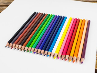 Set of colored pencils for school