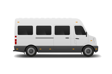 Fototapeta Realistic bus mockup. White van for delivery. Vector illustration. obraz