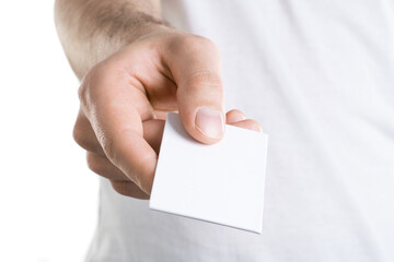 Mockup of man's hand holding a bussines card