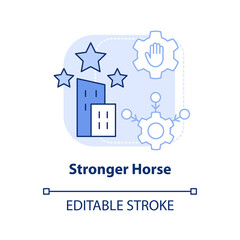 Stronger horse light blue concept icon. Better reputation. Brand consolidation abstract idea thin line illustration. Isolated outline drawing. Editable stroke. Arial, Myriad Pro-Bold fonts used