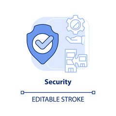 Security light blue concept icon. Prevent failure. Bankruptcy protection. Merger abstract idea thin line illustration. Isolated outline drawing. Editable stroke. Arial, Myriad Pro-Bold fonts used