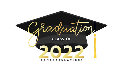 Congratulations Class of 2022 Graduation logo simple. Template for graduation design.isolated on white background ,Vector illustration EPS 10