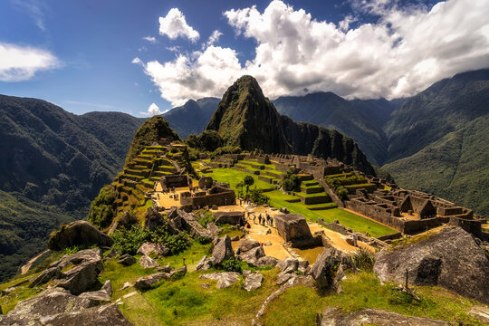 From above scenic mountainous valley during trip in Machu Picchu